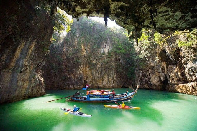 Exploring Phang Nga Bay national park with Lunch and Dinner - Stop 2: Koh Panak Cave swim playground with slide, inflatables, and mats